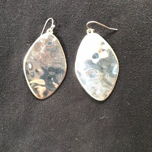 Silver Textured Leaf Earrings